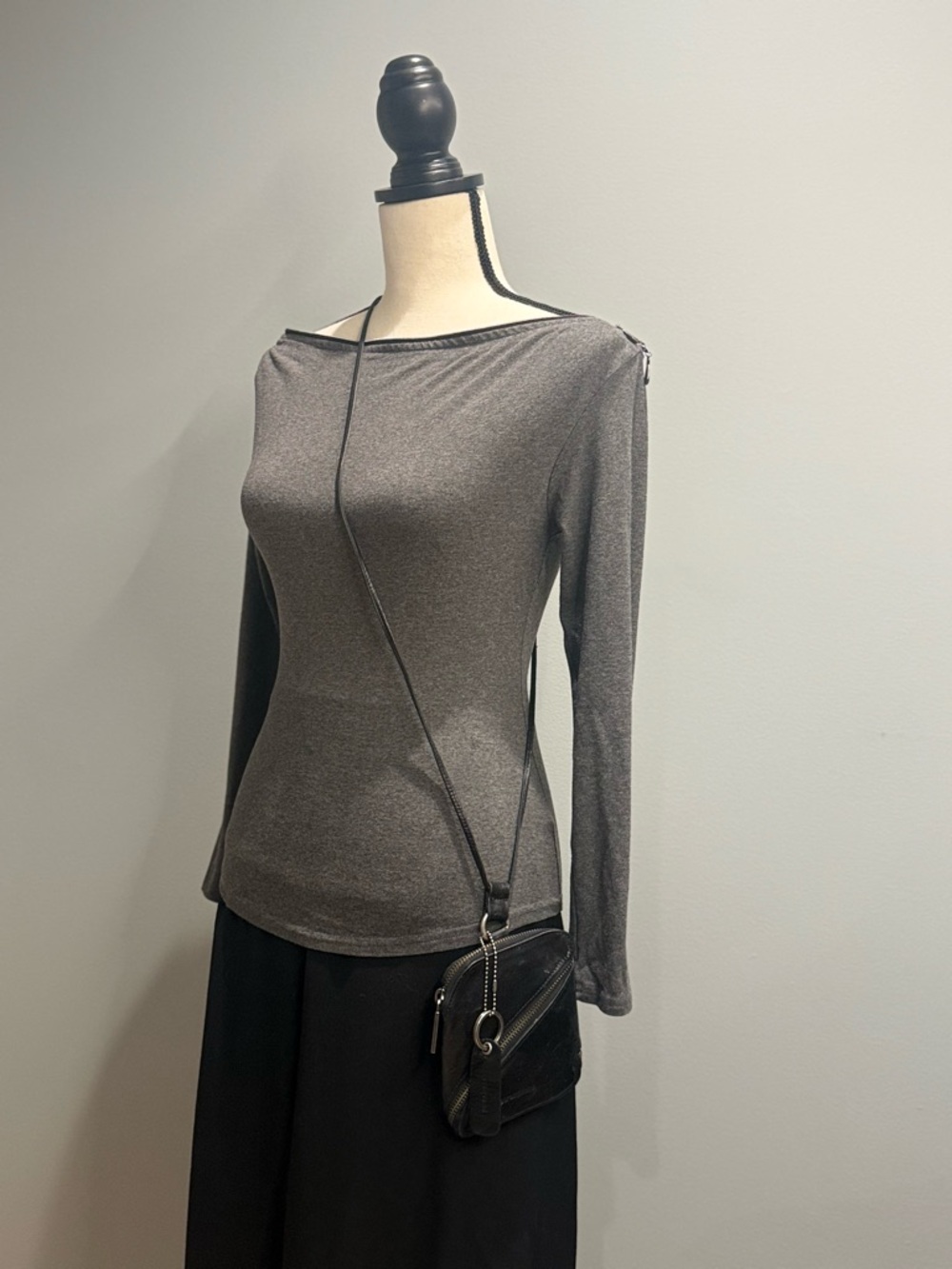 Italian Soft Knit Top with Zipper Boat Neck — Minimalist, Elegant, Transformable